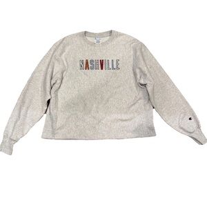 Champion Reverse Weave Pullover Sweatshirt Unisex Size L Nashville Embroidered